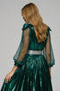 Load image into Gallery viewer, Dark Green Metallic V-Neck Midi Formal Dress with Slit