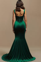 Load image into Gallery viewer, Dark Green Square Neck Mermaid Long Formal Dress