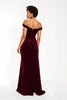 Load image into Gallery viewer, Burgundy Sheath Off the Shoulder Long Formal Dress with Slit