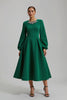Load image into Gallery viewer, Dark Green Satin Long Sleeves A-Line Long Formal Dress