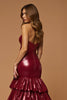 Load image into Gallery viewer, Burgundy Metallic Sweetheart Tiered Long Formal Dress with Slit
