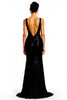 Load image into Gallery viewer, Sparkly Black V-Neck Mermaid Long Formal Dress with Slit