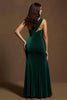Load image into Gallery viewer, Dark Green Velvet One Shoulder Mermaid Long Formal Dress