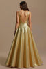Load image into Gallery viewer, Sparkly Golden A Line V-Neck Long Formal Dress