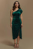 Load image into Gallery viewer, Dark Green Velvet One Shoulder Long Sheath Formal Dress
