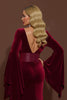 Load image into Gallery viewer, Burgundy Velvet V-Neck Mermaid Long Formal Dress with Sleeves