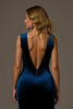 Load image into Gallery viewer, Royal Blue Velvet V-Neck Sheath Long Formal Dress