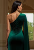 Load image into Gallery viewer, Dark Green Sheath One Shoulder Long Formal Dress with Slit