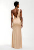 Load image into Gallery viewer, Champagne One Shoulder Satin Long Formal Dress with Slit
