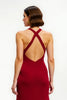 Load image into Gallery viewer, Red Satin A-Line Long Formal Dress with Slit