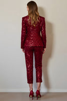 Load image into Gallery viewer, Sparkly Burgundy 2 Piece Sequins Women Prom Suits