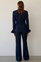 Load image into Gallery viewer, Navy Notched Lapel 2 Piece Single Breasted Prom Pant Suits