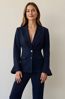 Load image into Gallery viewer, Navy Notched Lapel 2 Piece Single Breasted Prom Pant Suits