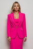 Load image into Gallery viewer, Fuchsia 2 Piece Peak Lapel Midi Women Prom Skirt Suits with Belt