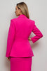 Load image into Gallery viewer, Fuchsia 2 Piece Peak Lapel Midi Women Prom Skirt Suits with Belt