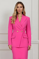 Load image into Gallery viewer, Fuchsia Peak Lapel 2 Piece Mermaid Midi Women Prom Skirt Suits