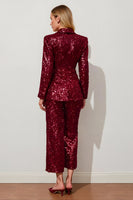 Load image into Gallery viewer, Sparkly Burgundy Sequins 2 Piece Women Prom Suits