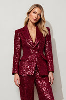 Load image into Gallery viewer, Sparkly Burgundy Sequins 2 Piece Women Prom Suits