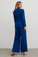 Load image into Gallery viewer, Dark Blue 2 Piece Notched Lapel Prom Pant Suits with Pockets
