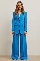 Load image into Gallery viewer, Blue Single Breasted Satin 2 Piece Women Prom Suits