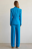 Load image into Gallery viewer, Blue 2 Piece Notched Lapel Satin Women Prom Suits