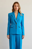 Load image into Gallery viewer, Blue 2 Piece Notched Lapel Satin Women Prom Suits
