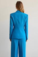 Load image into Gallery viewer, Blue 2 Piece Notched Lapel Satin Women Prom Suits
