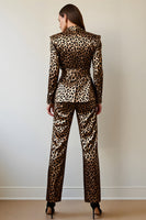 Load image into Gallery viewer, Gold Black Leopard 2 Piece Women Prom Suits