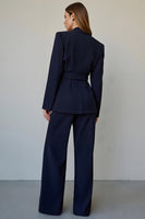 Load image into Gallery viewer, Navy Satin 2 Piece Single Breasted Business Suits