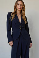 Load image into Gallery viewer, Navy Satin 2 Piece Single Breasted Business Suits