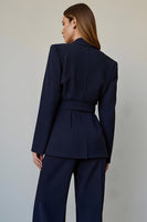 Load image into Gallery viewer, Navy Satin 2 Piece Single Breasted Business Suits