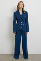 Load image into Gallery viewer, Dark Blue Double Breasted 2 Piece Satin Business Suits