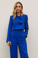 Load image into Gallery viewer, Royal Blue 2 Piece Satin Prom Suits with Pockets