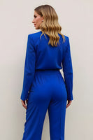 Load image into Gallery viewer, Royal Blue 2 Piece Satin Prom Suits with Pockets