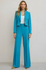 Load image into Gallery viewer, Blue 2 Piece Peak Lapel Satin Women Prom Suits