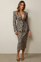 Load image into Gallery viewer, Coffee Leopard 2 Piece Pencil Women Prom Suits
