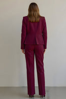 Load image into Gallery viewer, Burgundy 2 Piece Satin Women Prom Suits with Pockets