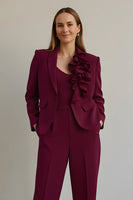Load image into Gallery viewer, Burgundy 2 Piece Satin Women Prom Suits with Pockets