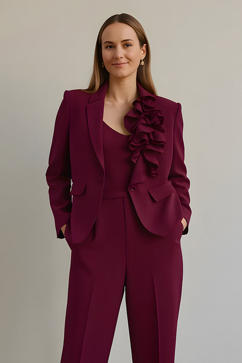 Load image into Gallery viewer, Burgundy 2 Piece Satin Women Prom Suits with Pockets