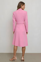 Load image into Gallery viewer, Pink Notched Lapel Midi Pencil Blazer Dress with Belt