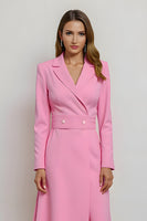 Load image into Gallery viewer, Pink Notched Lapel Midi Pencil Blazer Dress with Belt