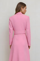 Load image into Gallery viewer, Pink Notched Lapel Midi Pencil Blazer Dress with Belt