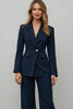 Load image into Gallery viewer, Navy Satin 2 Piece Notched Lapel Women Prom Suits