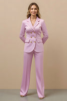 Load image into Gallery viewer, Pink 2 Piece Double Breasted Satin Women Prom Suits
