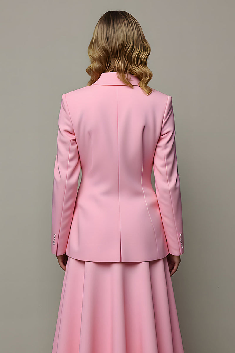 Load image into Gallery viewer, Pink Peak Lapel 2 Piece Women Prom Skirt Suits