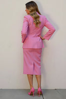 Load image into Gallery viewer, Pink 2 Piece Single Breasted Women Prom Pencil Skirt Suits