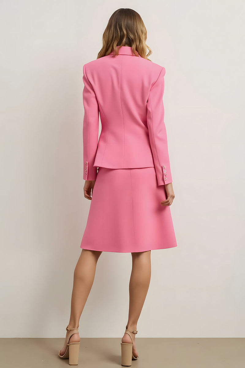 Load image into Gallery viewer, Pink 2 Piece Notched Lapel Women Prom Suits with 3D Flower