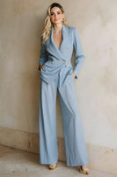 Load image into Gallery viewer, Grey Blue 2 Piece Notched Lapel Women Prom Suits with Pockets