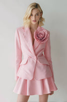 Load image into Gallery viewer, Pink 2 Piece Notched Lapel Women Prom Suits with 3D Flower