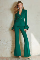 Load image into Gallery viewer, Dark Green 2 Piece Double Breasted Satin Women Prom Suits